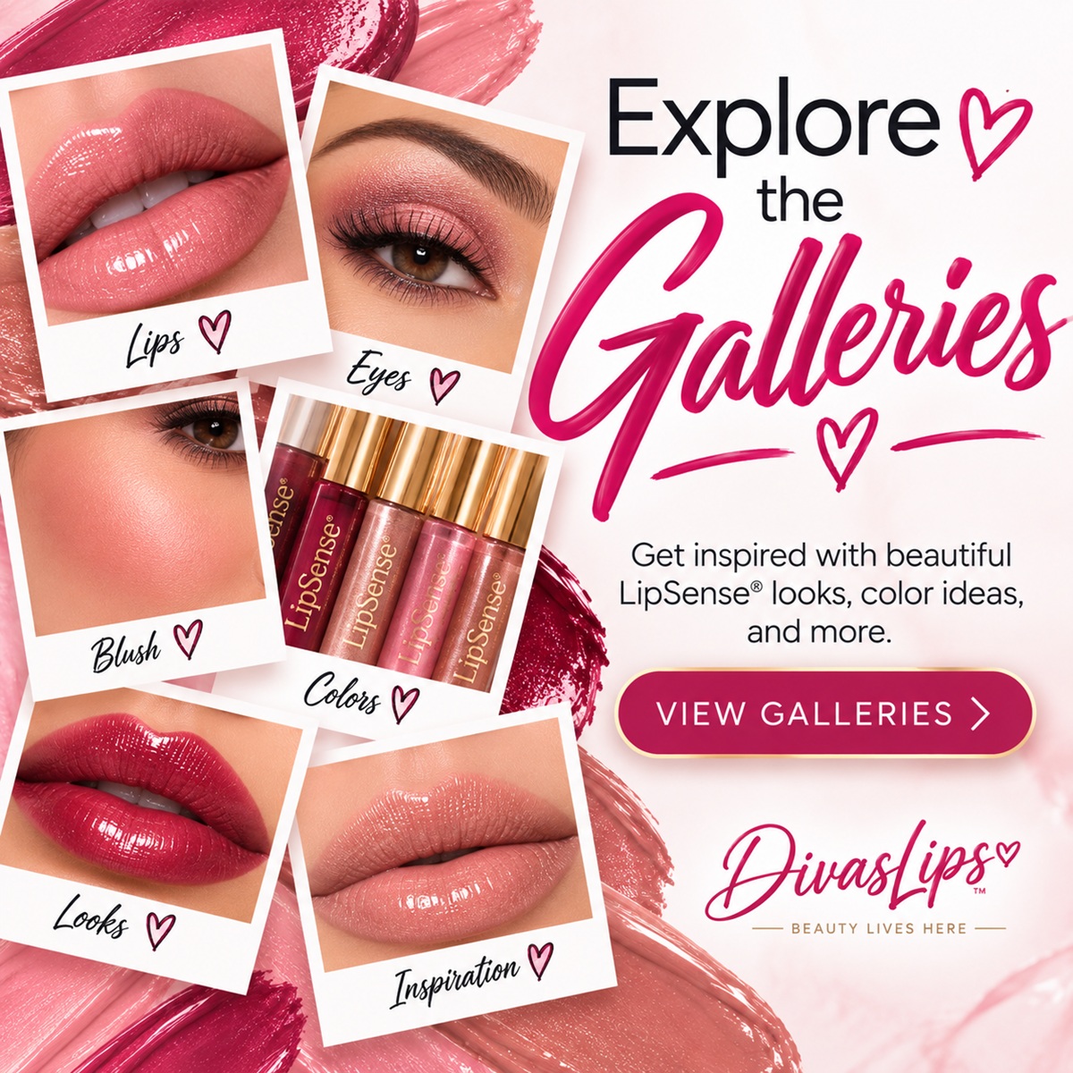 Explore LipSense beauty galleries with lip colors, eye makeup, blush and beauty looks