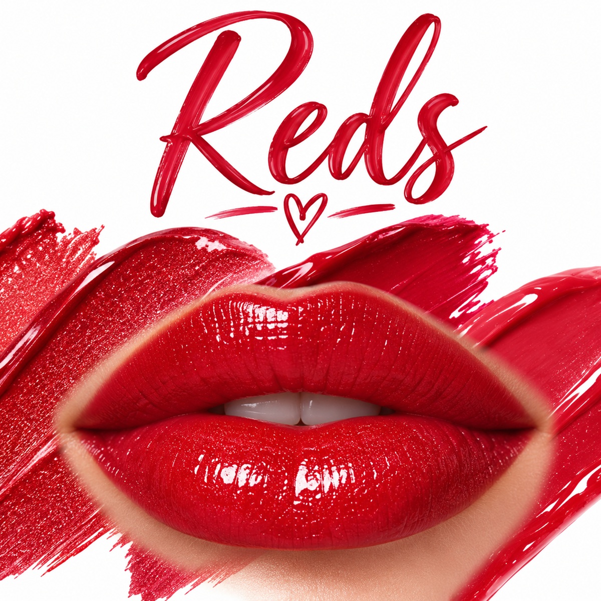Red LipSense lip color shades with glossy red lips