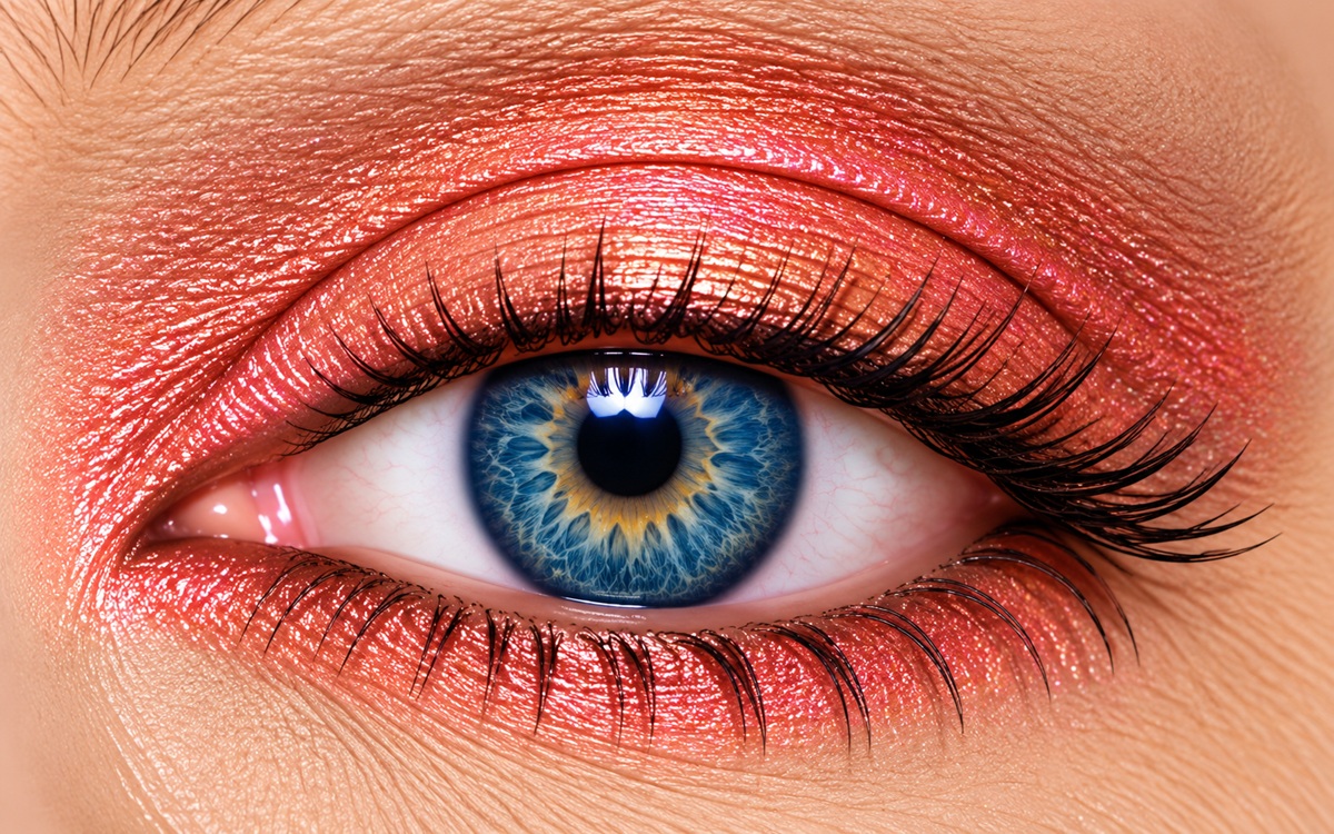 Fiery Coral Shimmer ShadowSense warm coral red shimmer eye color