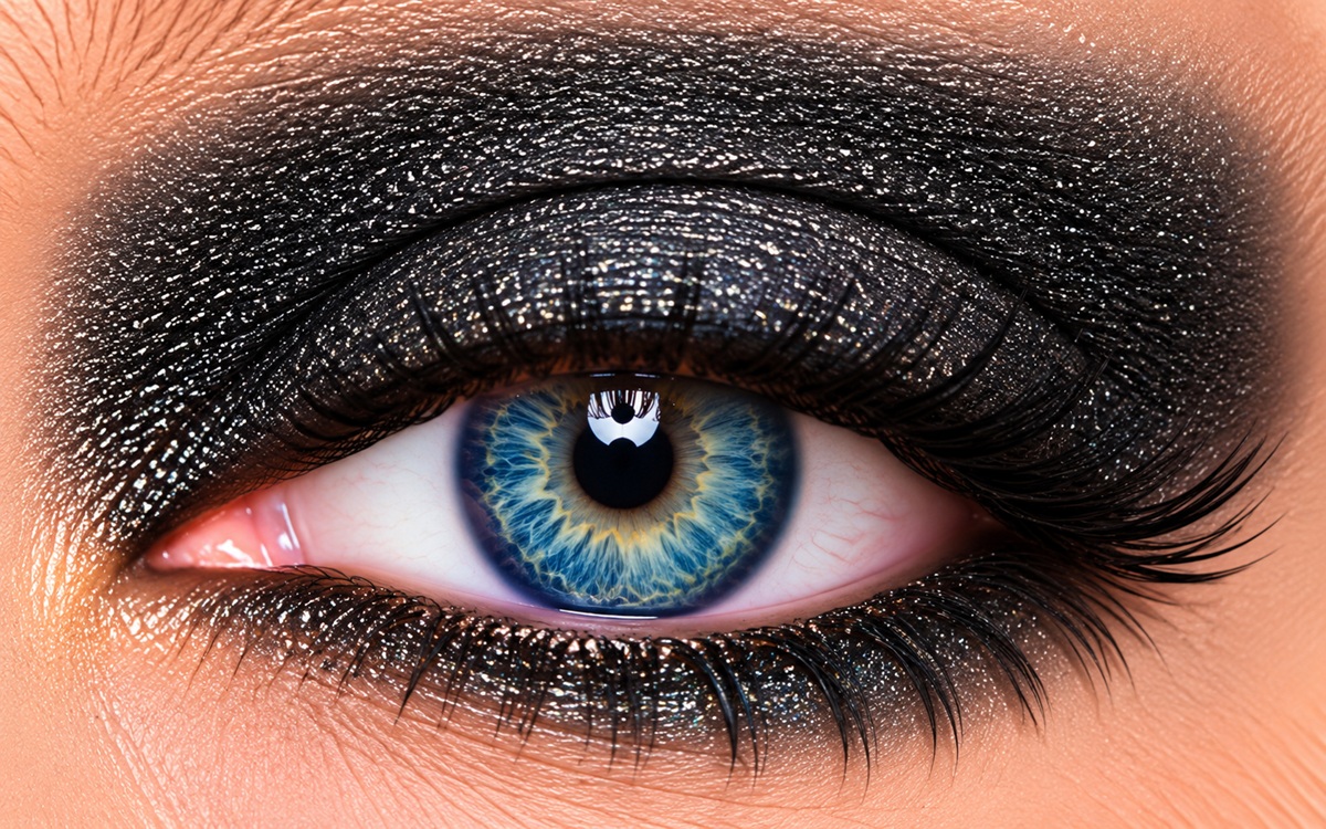 Onyx Glitter ShadowSense midnight black glitter eye color